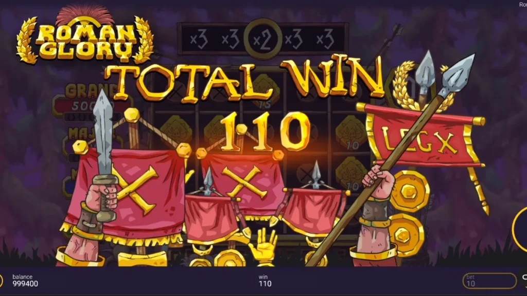 Tampilan layar permainan slot Roman Glory di perangkat seluler