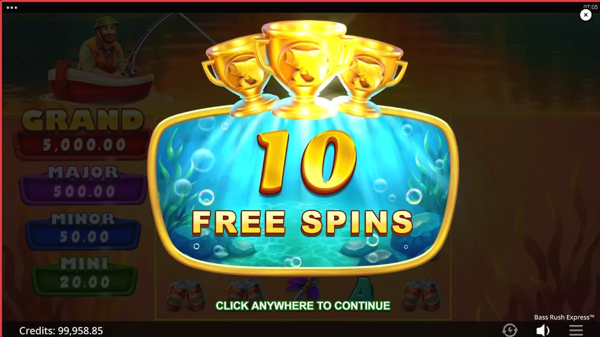 Tampilan visual slot Bass Rush Express dengan tema danau yang tenang namun misterius.